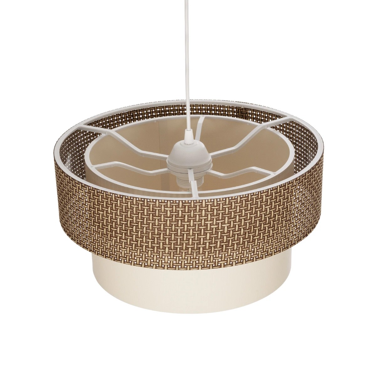 GLOBOSTAR® LIVA 203-0175 Μοντέρνο Κρεμαστό Φωτιστικό Οροφής με Ντουί 1 x E27 AC 220-240V IP20 - Καφέ & Μπεζ - Μ38 x Π38 x Υ30cm - Image 7