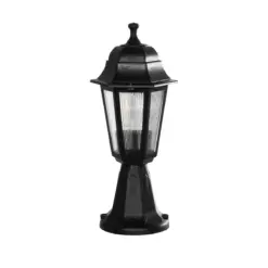 GloboStar® VITRO 203-0190 Vintage Επιδαπέδιο Φωτιστικό Φαναράκι Μονόφωτο 1 x E27 IP44 Μαύρο & Διάφανο Πλαστικό - Μ17 x Π17 x Υ40cm