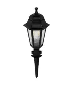 GloboStar® VITRO 203-0193 Vintage Καρφωτό Φωτιστικό Φαναράκι Μονόφωτο 1 x E27 IP44 Μαύρο & Διάφανο Πλαστικό - Μ17 x Π17 x Υ55cm