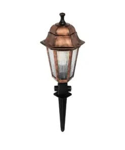 GloboStar® VITRO 203-0198 Vintage Καρφωτό Φωτιστικό Φαναράκι Μονόφωτο 1 x E27 IP44 Χάλκινο & Διάφανο Πλαστικό - Μ17 x Π17 x Υ55cm