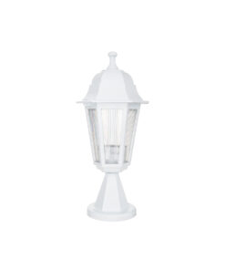 GloboStar® VITRO 203-0200 Vintage Επιδαπέδιο Φωτιστικό Φαναράκι Μονόφωτο 1 x E27 IP44 Λευκό & Διάφανο Πλαστικό - Μ17 x Π17 x Υ40cm