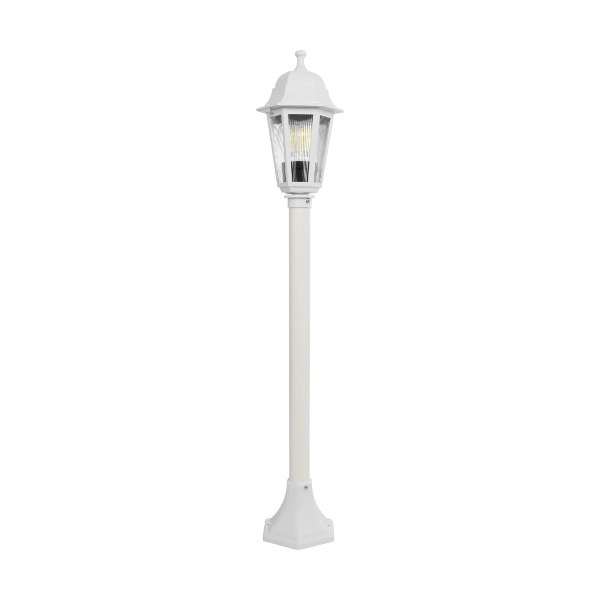 GloboStar® VITRO 203-0202 Vintage Επιδαπέδιο Φωτιστικό Κολωνάκι Κήπου Μονόφωτο 1 x E27 IP44 Λευκό & Διάφανο Πλαστικό - Μ17 x Π17 x Υ100cm - Image 4