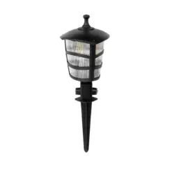 GloboStar® ZARDIN 203-0208 Vintage Καρφωτό Φωτιστικό Φαναράκι Μονόφωτο 1 x E27 IP44 Μαύρο & Διάφανο Πλαστικό - Μ17 x Π17 x Υ50cm