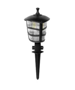 GloboStar® ZARDIN 203-0208 Vintage Καρφωτό Φωτιστικό Φαναράκι Μονόφωτο 1 x E27 IP44 Μαύρο & Διάφανο Πλαστικό - Μ17 x Π17 x Υ50cm