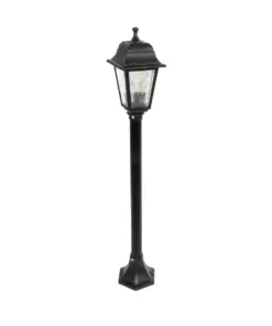 GloboStar® SOLME 203-0212 Vintage Επιδαπέδιο Φωτιστικό Κολωνάκι Κήπου Μονόφωτο 1 x E27 IP44 Μαύρο & Διάφανο Πλαστικό - Μ22 x Π22 x Υ100cm