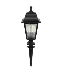 GloboStar® SOLME 203-0213 Vintage Καρφωτό Φωτιστικό Φαναράκι Μονόφωτο 1 x E27 IP44 Μαύρο & Διάφανο Πλαστικό - Μ22 x Π22 x Υ35cm