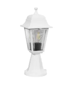 GloboStar® SOLME 203-0220 Vintage Επιδαπέδιο Φωτιστικό Φαναράκι Μονόφωτο 1 x E27 IP44 Λευκό & Διάφανο Πλαστικό - Μ22 x Π22 x Υ40cm