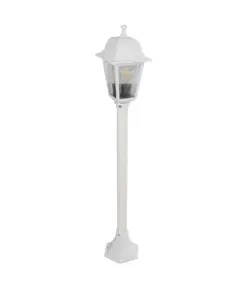 GloboStar® SOLME 203-0222 Vintage Επιδαπέδιο Φωτιστικό Κολωνάκι Κήπου Μονόφωτο 1 x E27 IP44 Λευκό & Διάφανο Πλαστικό - Μ22 x Π22 x Υ100cm