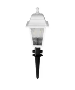 GloboStar® SOLME 203-0223 Vintage Καρφωτό Φωτιστικό Φαναράκι Μονόφωτο 1 x E27 IP44 Λευκό & Διάφανο Πλαστικό - Μ22 x Π22 x Υ35cm