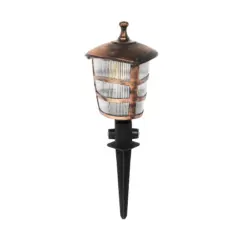 GloboStar® ZARDIN 203-0228 Vintage Καρφωτό Φωτιστικό Φαναράκι Μονόφωτο 1 x E27 IP44 Χάλκινο & Διάφανο Πλαστικό - Μ17 x Π17 x Υ50cm