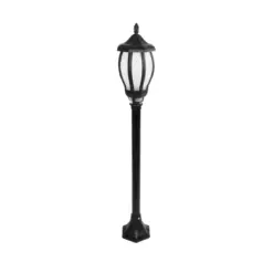 GloboStar® VERDI 203-0230 Vintage Επιδαπέδιο Φωτιστικό Κολωνάκι Κήπου Μονόφωτο 1 x E27 IP44 Μαύρο & Διάφανο Πλαστικό - Μ17 x Π17 x Υ104cm