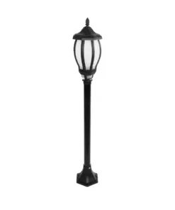 GloboStar® VERDI 203-0230 Vintage Επιδαπέδιο Φωτιστικό Κολωνάκι Κήπου Μονόφωτο 1 x E27 IP44 Μαύρο & Διάφανο Πλαστικό - Μ17 x Π17 x Υ104cm