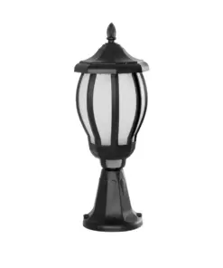 GloboStar® VERDI 203-0231 Vintage Επιδαπέδιο Φωτιστικό Φαναράκι Μονόφωτο 1 x E27 IP44 Μαύρο & Διάφανο Πλαστικό - Μ18 x Π18 x Υ46cm