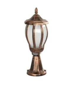 GloboStar® VERDI 203-0235 Vintage Επιδαπέδιο Φωτιστικό Φαναράκι Μονόφωτο 1 x E27 IP44 Χάλκινο & Διάφανο Πλαστικό - Μ18 x Π18 x Υ46cm