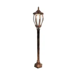 GloboStar® VERDI 203-0236 Vintage Επιδαπέδιο Φωτιστικό Κολωνάκι Κήπου Μονόφωτο 1 x E27 IP44 Χάλκινο & Διάφανο Πλαστικό - Μ17 x Π17 x Υ104cm