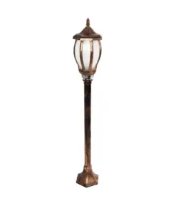 GloboStar® VERDI 203-0236 Vintage Επιδαπέδιο Φωτιστικό Κολωνάκι Κήπου Μονόφωτο 1 x E27 IP44 Χάλκινο & Διάφανο Πλαστικό - Μ17 x Π17 x Υ104cm