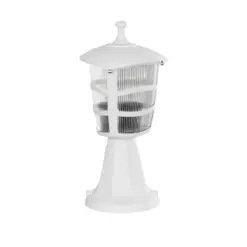 GloboStar® ZARDIN 203-0238 Vintage Επιδαπέδιο Φωτιστικό Φαναράκι Μονόφωτο 1 x E27 IP44 Λευκό & Διάφανο Πλαστικό - Μ17 x Π17 x Υ35cm