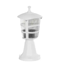 GloboStar® ZARDIN 203-0238 Vintage Επιδαπέδιο Φωτιστικό Φαναράκι Μονόφωτο 1 x E27 IP44 Λευκό & Διάφανο Πλαστικό - Μ17 x Π17 x Υ35cm