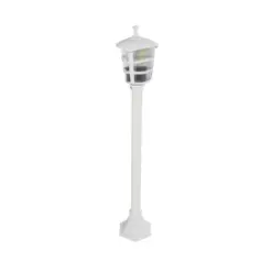 GloboStar® ZARDIN 203-0240 Vintage Επιδαπέδιο Φωτιστικό Κολωνάκι Κήπου Μονόφωτο 1 x E27 IP44 Λευκό & Διάφανο Πλαστικό - Μ17 x Π17 x Υ92cm