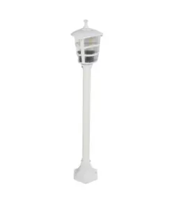 GloboStar® ZARDIN 203-0240 Vintage Επιδαπέδιο Φωτιστικό Κολωνάκι Κήπου Μονόφωτο 1 x E27 IP44 Λευκό & Διάφανο Πλαστικό - Μ17 x Π17 x Υ92cm
