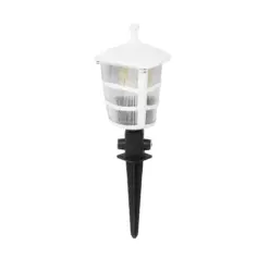 GloboStar® ZARDIN 203-0241 Vintage Καρφωτό Φωτιστικό Φαναράκι Μονόφωτο 1 x E27 IP44 Λευκό & Διάφανο Πλαστικό - Μ17 x Π17 x Υ50cm
