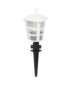 GloboStar® ZARDIN 203-0241 Vintage Καρφωτό Φωτιστικό Φαναράκι Μονόφωτο 1 x E27 IP44 Λευκό & Διάφανο Πλαστικό - Μ17 x Π17 x Υ50cm