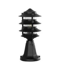 GloboStar® LANTERNA 203-0243 Μοντέρνο Επιδαπέδιο Φωτιστικό Φαναράκι Μονόφωτο 1 x E27 IP44 Μαύρο & Διάφανο Πλαστικό - Μ16 x Π16 x Υ35cm