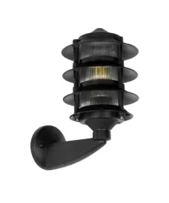 GLOBOSTAR® LANTERNA 203-0244 Μοντέρνο Φωτιστικό Τοίχου - Απλίκα με Ντουί 1 x E27 AC 220-240V IP44 - Μαύρο - Μ16 x Π23 x Υ30cm