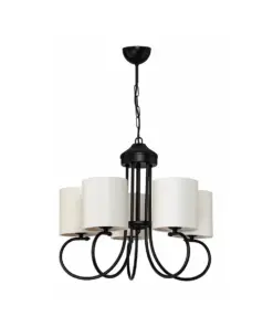 GLOBOSTAR® TRITON 203-0253 Vintage Κρεμαστό Φωτιστικό Οροφής με Ντουί 5 x E27 AC 220-240V IP20 - Μαύρο & Μπεζ - Μ50 x Π50 x Υ48cm