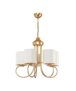 GLOBOSTAR® TRITON 203-0254 Vintage Κρεμαστό Φωτιστικό Οροφής με Ντουί 5 x E27 AC 220-240V IP20 - Χρυσό & Μπεζ - Μ50 x Π50 x Υ48cm