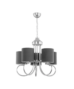 GLOBOSTAR® TRITON 203-0255 Vintage Κρεμαστό Φωτιστικό Οροφής με Ντουί 5 x E27 AC 220-240V IP20 - Ασημί & Γκρι - Μ50 x Π50 x Υ48cm