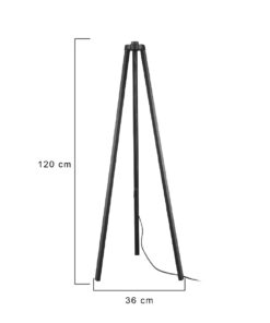 GLOBOSTAR® TRIPOD 203-0258 Μοντέρνο Επιδαπέδιο Φωτιστικό με Ντουί 1 x E27 AC 220-240V IP20 – Μαύρο – Μ38 x Π38 x Υ120cm