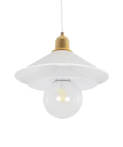 GLOBOSTAR® FERRO 203-0268 Μοντέρνο Κρεμαστό Φωτιστικό Οροφής με Ντουί 1 x E27 AC 220-240V IP20 - Λευκό & Χρυσό - Μ30 x Π30 x Υ19cm