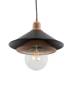 GLOBOSTAR® FERRO 203-0269 Μοντέρνο Κρεμαστό Φωτιστικό Οροφής με Ντουί 1 x E27 AC 220-240V IP20 - Μαύρο & Χάλκινο - Μ30 x Π30 x Υ19cm