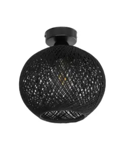 GLOBOSTAR® CORDE 203-0271 Μοντέρνο Φωτιστικό Οροφής με Ντουί 1 x E27 AC 220-240V IP20 - Μαύρο - Μ25 x Π25 x Υ26cm