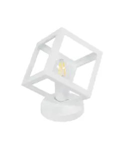 GLOBOSTAR® DISE 203-0273 Μοντέρνο Επιτραπέζιο Φωτιστικό Πορτατίφ με Ντουί 1 x E27 AC 220-240V IP20 - Λευκό - Μ28 x Π28 x Υ29cm