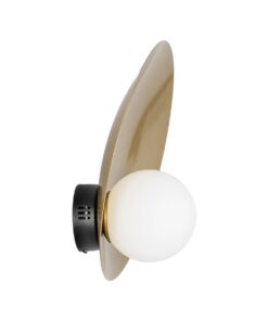 GLOBOSTAR® PLATO 203-0278 Vintage Φωτιστικό Τοίχου – Απλίκα με Ντουί 1 x E14 AC 220-240V IP20 – Χρυσό & Λευκό – M40 x Π19 x Υ40cm