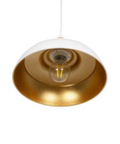 GLOBOSTAR® LOAN 203-0283 Μοντέρνο Κρεμαστό Φωτιστικό Οροφής με Ντουί 1 x E27 AC 220-240V IP20 – Λευκό & Χρυσό – Μ25.5 x Π25.5 x Υ17cm