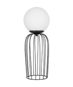 GLOBOSTAR® KAZAF 203-0295 Μοντέρνο Επιτραπέζιο Φωτιστικό Πορτατίφ με Ντουί 1 x E27 AC 220-240V IP20 – Μαύρο & Λευκό – Μ16 x Π16 x Υ40cm