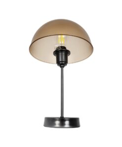 GLOBOSTAR® GAZETA 203-0297 Μοντέρνο Επιτραπέζιο Φωτιστικό Πορτατίφ με Ντουί 1 x E27 AC 220-240V IP20 – Μαύρο & Καφέ – Μ25 x Π25 x Υ39cm