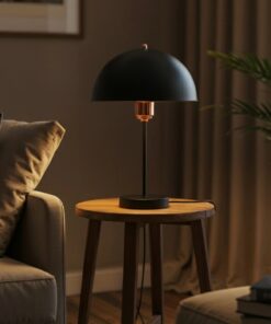 GLOBOSTAR® GAZETA 203-0300 Μοντέρνο Επιτραπέζιο Φωτιστικό Πορτατίφ με Ντουί 1 x E27 AC 220-240V IP20 – Μαύρο & Μπρονζέ – Μ25 x Π25 x Υ39cm