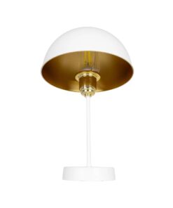 GLOBOSTAR® GAZETA 203-0302 Μοντέρνο Επιτραπέζιο Φωτιστικό Πορτατίφ με Ντουί 1 x E27 AC 220-240V IP20 – Λευκό & Χρυσό – Μ25 x Π25 x Υ39cm