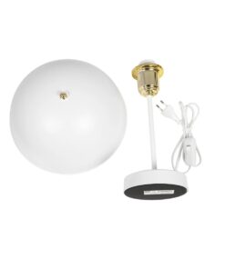 GLOBOSTAR® GAZETA 203-0302 Μοντέρνο Επιτραπέζιο Φωτιστικό Πορτατίφ με Ντουί 1 x E27 AC 220-240V IP20 – Λευκό & Χρυσό – Μ25 x Π25 x Υ39cm