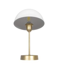 GLOBOSTAR® GAZETA 203-0303 Μοντέρνο Επιτραπέζιο Φωτιστικό Πορτατίφ με Ντουί 1 x E27 AC 220-240V IP20 – Λευκό & Μπρονζέ – Μ25 x Π25 x Υ39cm