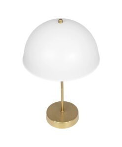 GLOBOSTAR® GAZETA 203-0303 Μοντέρνο Επιτραπέζιο Φωτιστικό Πορτατίφ με Ντουί 1 x E27 AC 220-240V IP20 – Λευκό & Μπρονζέ – Μ25 x Π25 x Υ39cm