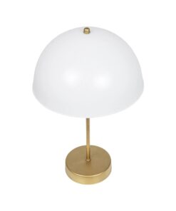 GLOBOSTAR® GAZETA 203-0304 Μοντέρνο Επιτραπέζιο Φωτιστικό Πορτατίφ με Ντουί 1 x E27 AC 220-240V IP20 – Λευκό Δίαφανο & Μπρονζέ – Μ25 x Π25 x Υ39cm