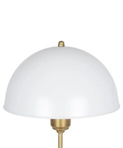 GLOBOSTAR® GAZETA 203-0304 Μοντέρνο Επιτραπέζιο Φωτιστικό Πορτατίφ με Ντουί 1 x E27 AC 220-240V IP20 – Λευκό Δίαφανο & Μπρονζέ – Μ25 x Π25 x Υ39cm