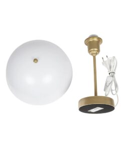 GLOBOSTAR® GAZETA 203-0304 Μοντέρνο Επιτραπέζιο Φωτιστικό Πορτατίφ με Ντουί 1 x E27 AC 220-240V IP20 – Λευκό Δίαφανο & Μπρονζέ – Μ25 x Π25 x Υ39cm