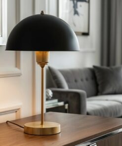 GLOBOSTAR® GAZETA 203-0305 Μοντέρνο Επιτραπέζιο Φωτιστικό Πορτατίφ με Ντουί 1 x E27 AC 220-240V IP20 – Μαύρο & Χρυσό – Μ25 x Π25 x Υ39cm