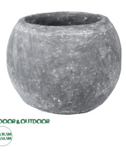GloboStar® Artificial Garden ALONISSOS 20458 Τσιμεντένιο Κασπώ Γλάστρα - Flower Pot Γκρι Φ18.5cm x Υ14.5cm